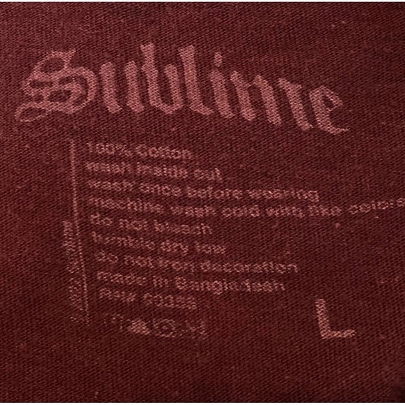 Sublime Tropical Flowers Sun T Shirt 100% Cotton Burgundy Red Yellow Size Large - Picture 9 of 9